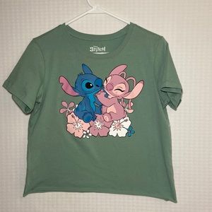 NWOT Disney Stitch Crop Top Sage Green Women